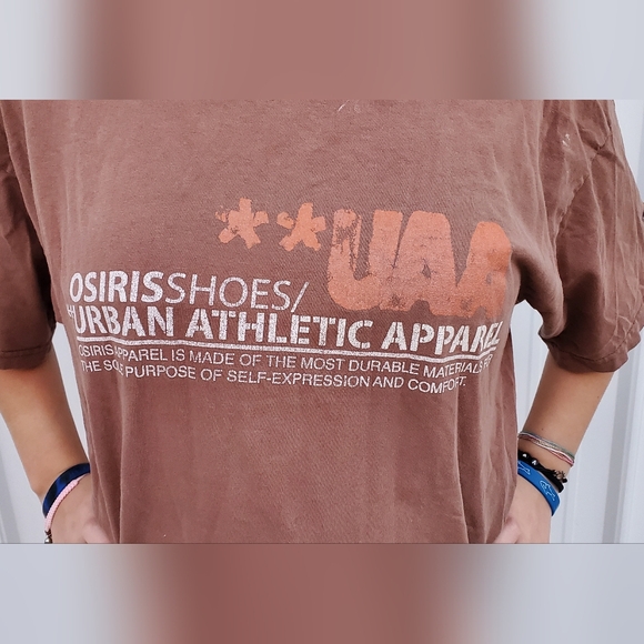 Vintage Osiris Shoes Worn T-shirt Faded Brown w Logo Large - Picture 4 of 14